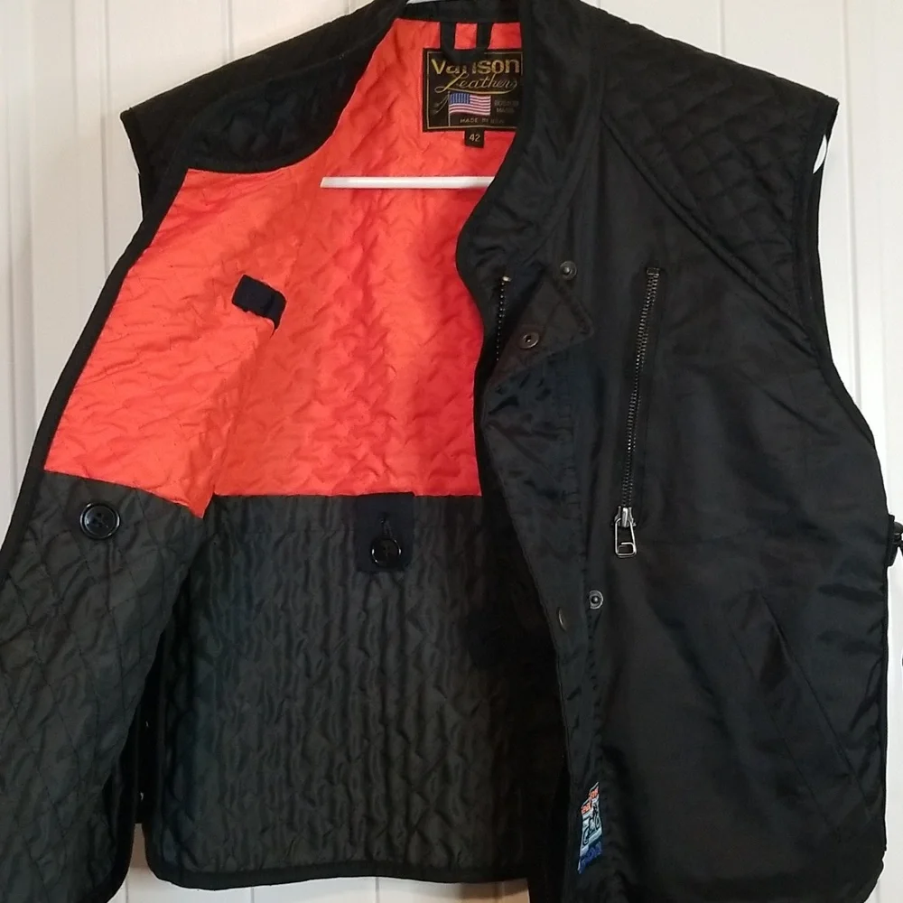 Vanson Black Triple Closure adjustable Quilted Vest Size 42 - Picture 12 of 13